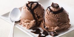 Making delicious chocolate ice cream from cocoa powder