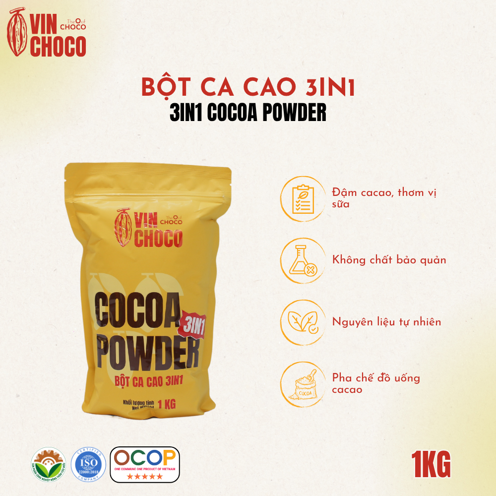 BỘT CA CAO 3 IN 1 VINCHOCO 1KG